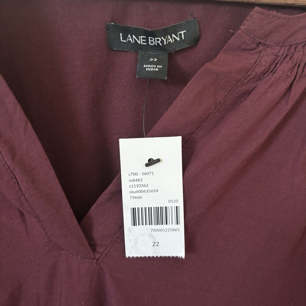 NWT Womens Lane Bryant V Neck Top Red 22 Long Sleeve Bohemian Comfy Capsule Work - Picture 4 of 12
